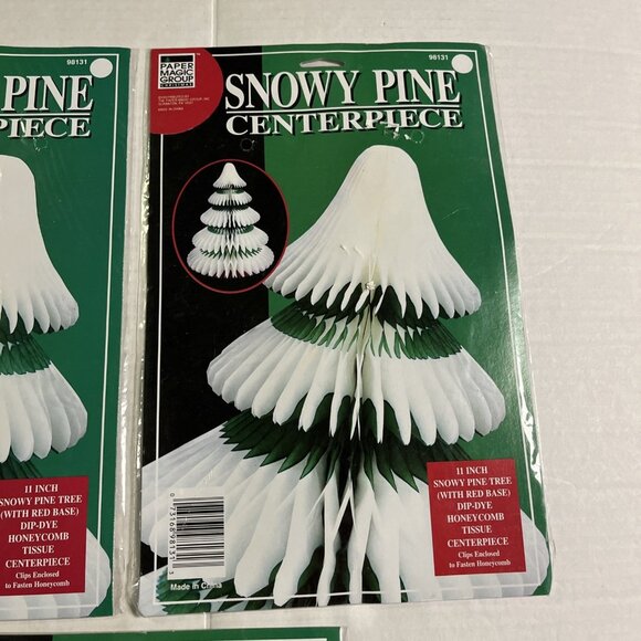 Paper Magic Group Christmas Honeycomb Tissue Centerpiece Lot Snowy Pine Snowman - Picture 3 of 11